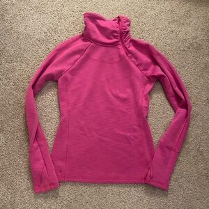 Athleta fleece mock neck turtleneck pullover sweatshirt long sleeve hot pink XS